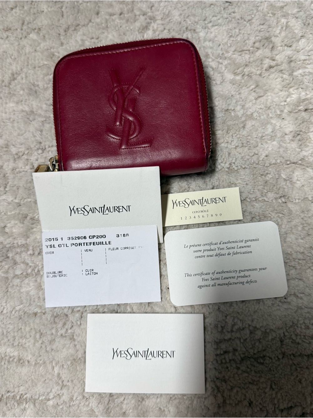 VGC/Excellent Authentic Yves Saint Laurent Leather Compact Zip-Around Wallet!